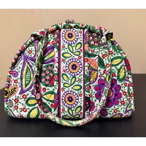 Vera Bradley Kisslock Frame Clutch Bag Floral Botanical Print